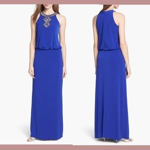NWT $325 Laundry by Shelli‎ Segal [ 10 ] Embellished Blouson Gown in Blue